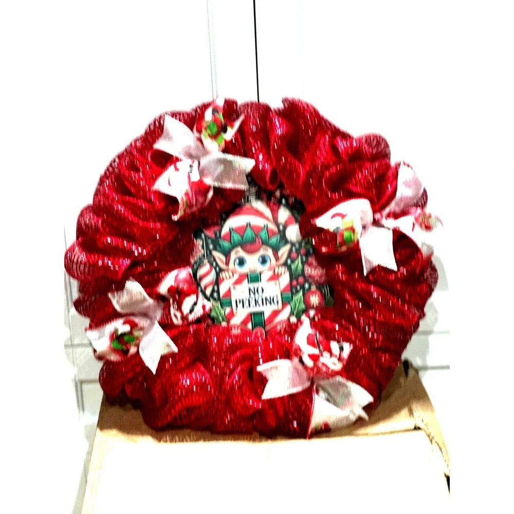 Handmade Mesh Christmas Wreath